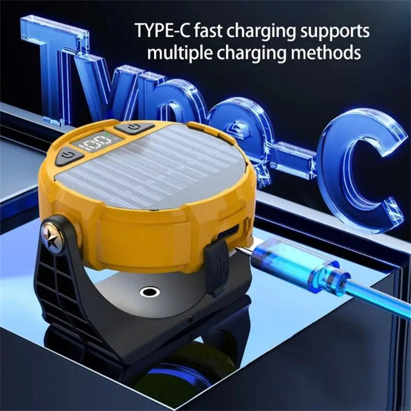 IPRee Portable LED Light USB Rechargeable Work Magnetic Light Solar Camping Light 3 Light Modes 4 Adjustable RGB Modes ABS Texture Suitable for Workshop Outdoor,Cars Repairing and Camping