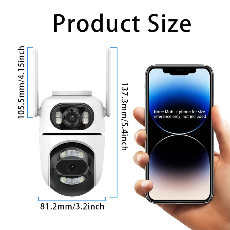 4MP 5X Zoom Dual Lens Wireless Security Camera PTZ Color Night Vision AI Human Detection Two Way Audio IP66 Waterproof WiFi Smart Home Surveillance System ICSEE APP