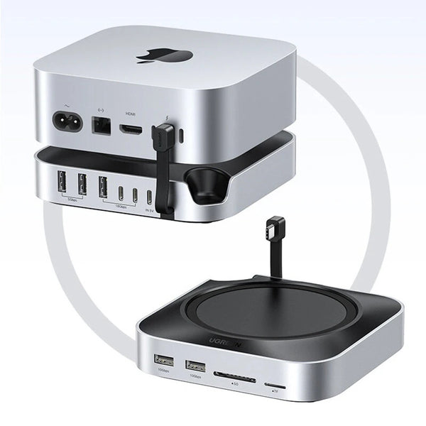 UGREEN CM841 for Mac Mini 11-in-1 Docking Station with M.2 NVMe SSD Slot 10Gbps USB-A Hub 3.5MM SD TF Card Reader Expansion Hub