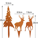 Pack of 4 Rust Stake Christmas Tree and Deer Christmas Decoration Rust Garden Stakes Christmas Trees Reindeer Christmas Decoration Outdoor Autumn Decoration