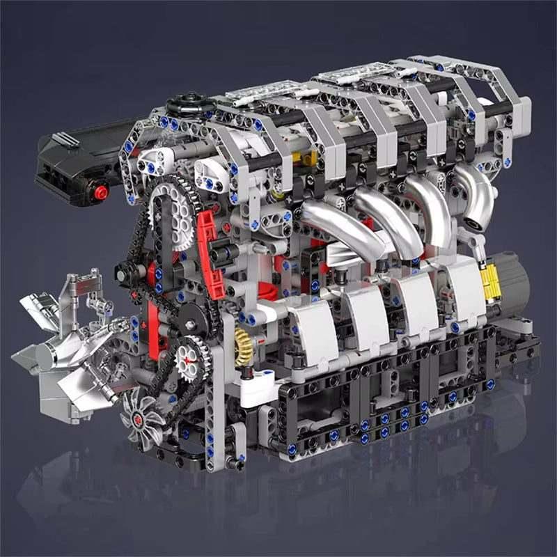 Mould King 10087 L4 Gasoline Engine Model Building Block Technical Car Motorised Inline 4-cylinder Brick Assembly Kit 1787+PCS Science Education Discovery Toys Children Gifts