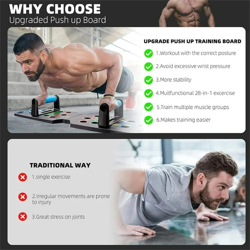 KALOAD 28 in 1 Folding Push Up Board 300kg Load-bearing Sport Plank Abdominal Chest Push-Ups Stands for Fitness Workout Home Gym Exercise