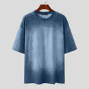 INCERUN Mens Gradient Short-Sleeve T-Shirt Fashion Daily Comfortable Crew Neck Tshirt for Couple