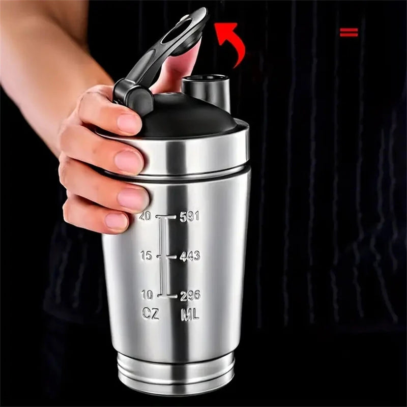 IPRee Stainless Steel Protein Shaker Double Layer Cup Portable Fitness Sports Mug Nutrition Shakers Cup Water Bottles Water Cup Portable Shakers Kettle