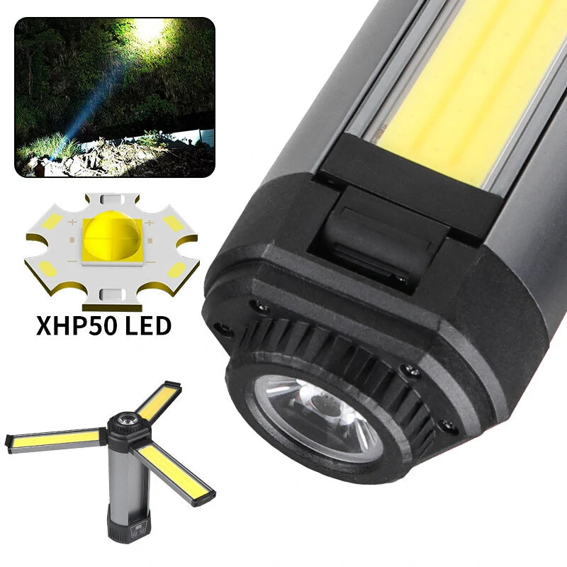 Xhp50 LED Strong Light COB With Built-in Battery and Magnet Can Output Multifunctional Digital Display Work Light