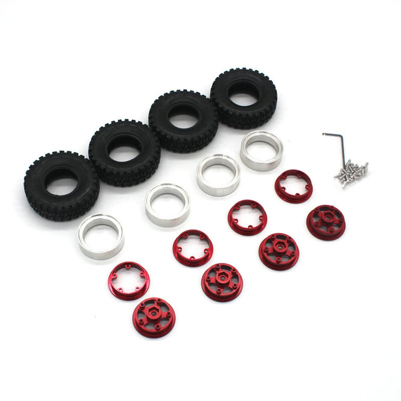4PCS Upgraded Tires Metal Wheel Rims 7mm Hex for FMS 1/18 Fire Horse FJ Cruiser KATANA LC80 RC Car Vehicles Models Spare Parts