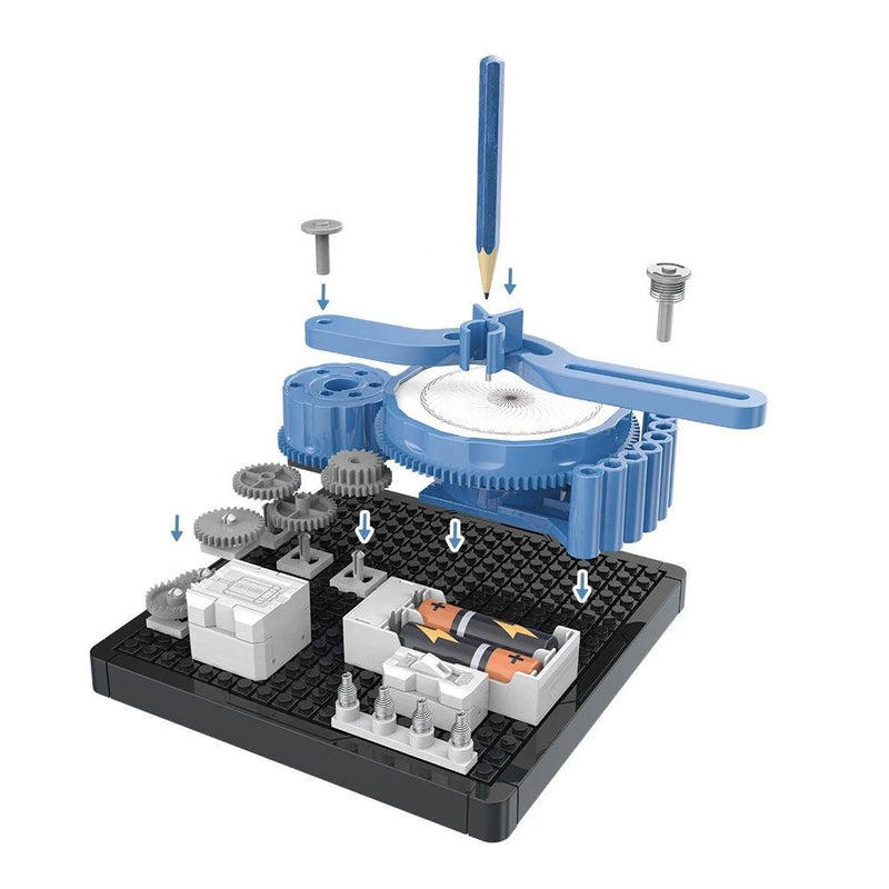 Painter Children DIY Mechanical Plotter Painting Drawing Science Suit Scientific Physics Manual Experiment Educational Science Assembled Circuit Mechanical Early Education Toys