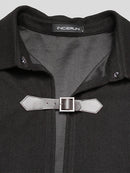 INCERUN Men Lapel Sleeveless Shawl Cape Black Mens Coat Cape Belt Buckle Middle Long Coat Jacket