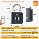 Tuya Smart Fingerprint Door Lock Button Cabinet Lock Gym Wardrobe Door Password Padlock Electronic Door Lock IP67 Waterproof for Warehouse Dormitory Doors