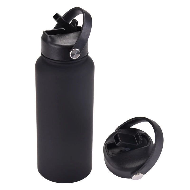 IPRee 1000ml Thermos Cup LID With Straw And Handle Sealed Leak Proof Portable Handle Outdoor Sports Water Bottle