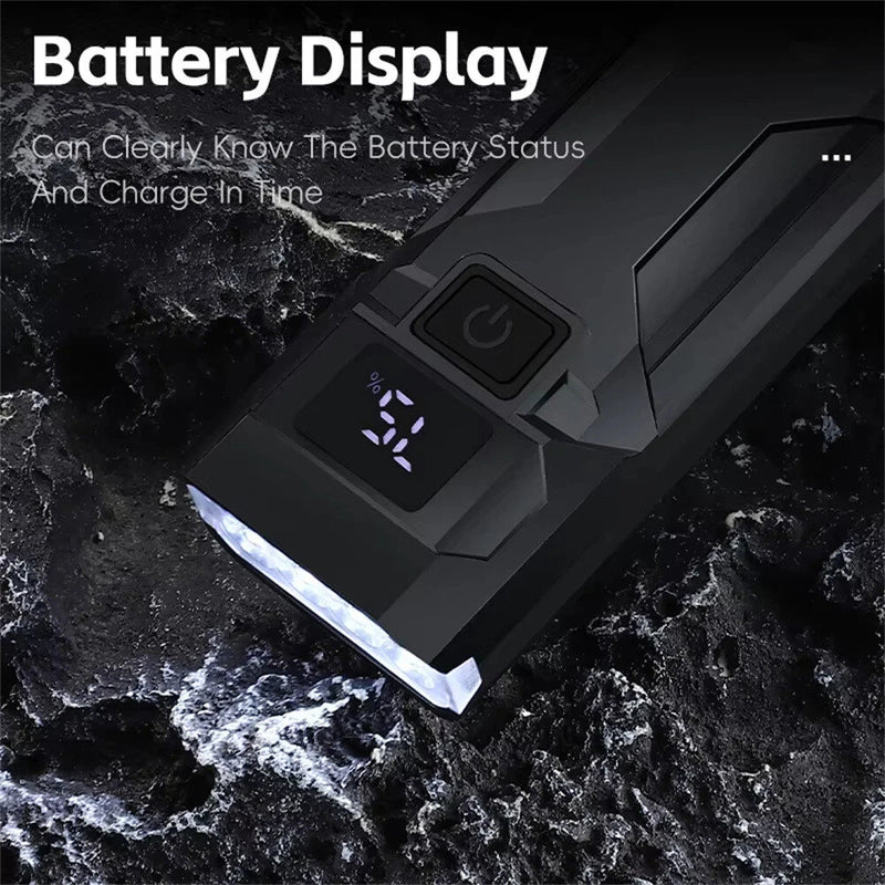 WEST BIKING 400Lm Digital Power Display Bike Headlight Waterproof Type-C Charging Flashlight 8 LED Beads High Brightness Bicycle Front Light for Road Night Riding