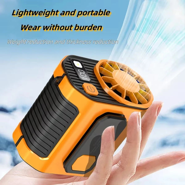 Outdoor Camping Fan Hanging Waist Fan 5000mAh Portable Waist Fan with Power LED Lighting For Camping, Hiking, And Running