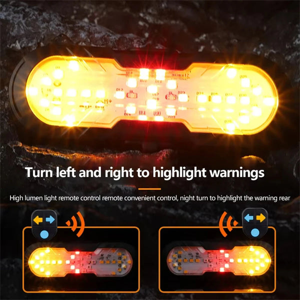 BIKIGHT 2 in 1 Wireless Remote Warning Turn Bike Taillight 5 Iighting Modes 70dB Loud Bell 1200mAh Battery Type-C Rechargeable Safe Smart Rear Light with Horn for Giant Samebike Ibis MTB Bike Night Cycling Riding