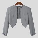 INCERUN Mens Blazer Simple Fashion Design Cut Off Suits Coats Solid Color Long Sleeve Blazer Casual Male Clothing Top
