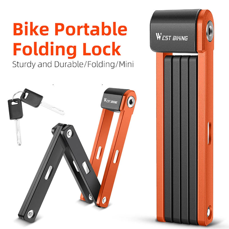 WEST BIKING Bike Portable Folding Lock C-level Anti-theft Waterproof Dustproof Universal Alloy Steel Security Cycling Lock for Bicycle E-Bike
