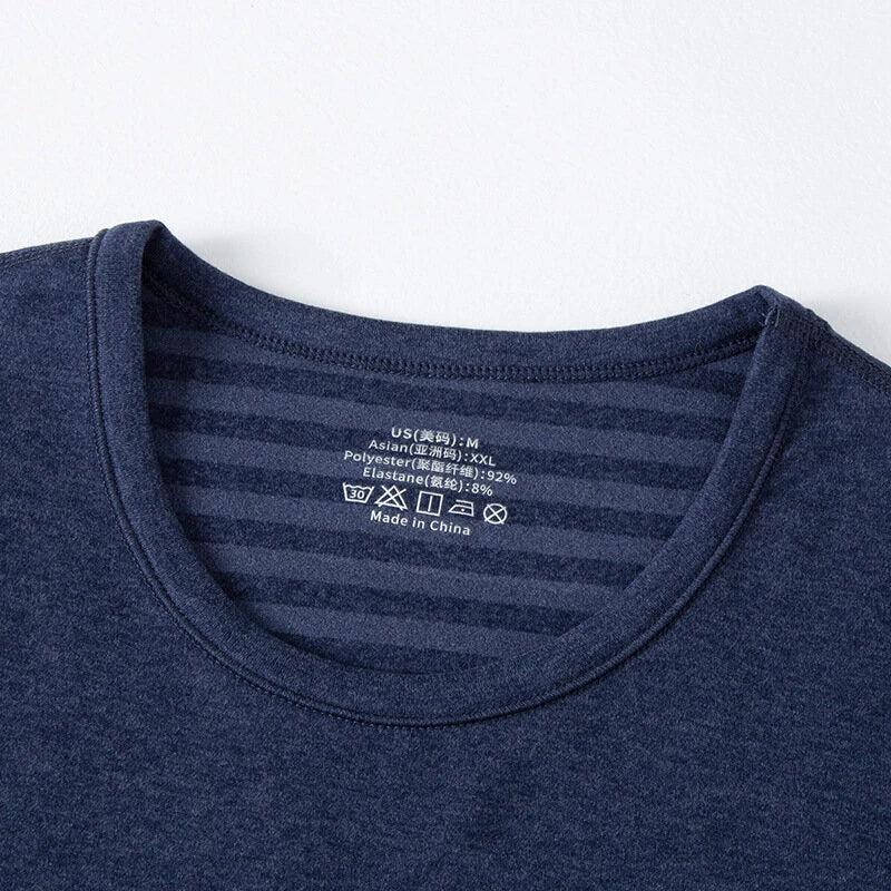 TENGOO Men's Fall Winter Thermal Underwear Set Simple Base Layer Long-Sleeved Top Pant Casual Pajamas Set