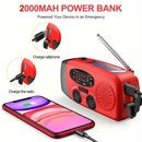 Weather Alert Emergency RadioAM/FM/NOAA Emergency Radio Solar Hand Crank USB Charging Generator 2000mAh Power Bank Flashlight