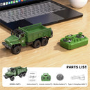 HJ2025-7D/8D RTR 1/64 2.4G RWD RC Car Mini Alloy Military Truck Three Speed LED Light Sound Support App Remote Control Simulation Transport Command Vehicles Models Toys
