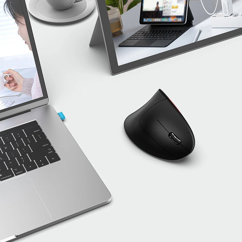 T22 bluetooth 5.1 Wireless Vertical Mouse Dual Mode Ergonomics 2.4G Wireless RGB Lighting Silent Click 800-2400DPI Gaming Type-C Fast Charge Gamer Mice