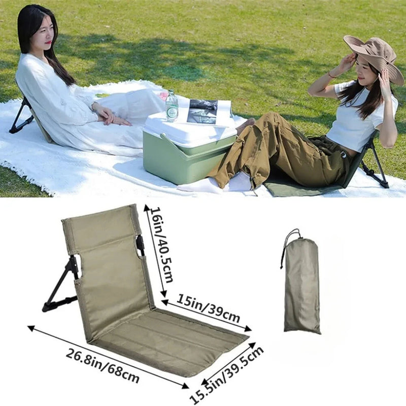 IPRee Foldable Beach Mat Lounge Camping Chair Outdoor Garden Park Single Lazy Chair Backrest Cushion Picnic Camping Folding Back Chair Beach Chairs
