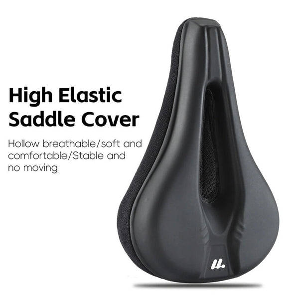 WEST BIKNIG Thickened Sponge High Elasticity Bike Seat Cushion PU Leather Soft Waterproof Hook Loop Fastening Bicycle Saddle Cover