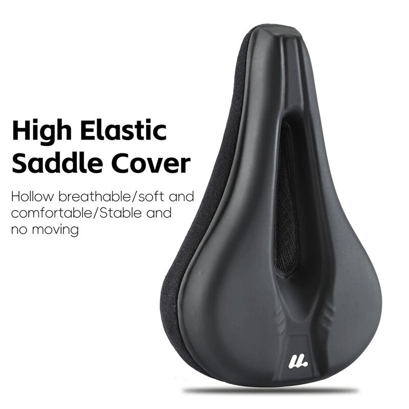 WEST BIKNIG Thickened Sponge High Elasticity Bike Seat Cushion PU Leather Soft Waterproof Hook Loop Fastening Bicycle Saddle Cover