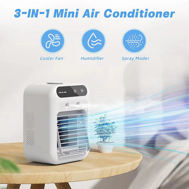 Speed Adustable Air Conditioner Cooling Fan 500ml Tank Personal Air Conditioning Air Cooler Mini Rechargeable Fan for Camping Office