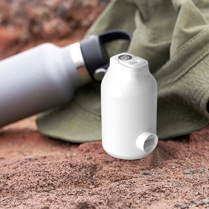 IPRee 3 in 1 Electric Air Pump With Battery For Inflatable Bed, Vacuum Bags, 5 Camping Nozzles & Rapid Swelling And Deflated, Travel Pump For Swimming Rings, Floating