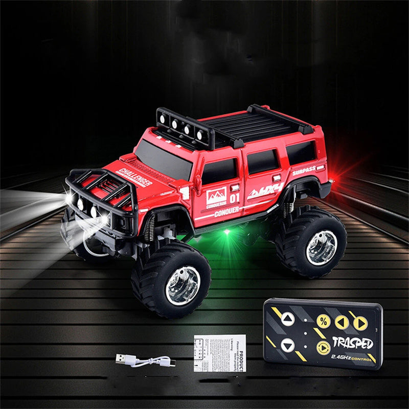 TRASPED HG4-221/222 RTR 1/64 2.4G Mini RC Car Alloy Shell Hummer Off-Road Climbing Truck Support App Remote Controlled LED Light Simulated Vehicle Three Speed Cruise Control Desktop Toys Model Collection Gift For Boys