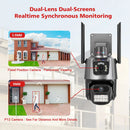 3MP+3MP Dual Lens Wifi Camera Outdoor Dual-Screen AI Auto Tracking PTZ IR Color Night Vision Onvif 2-Way Audio Surveillance Camera iCSee