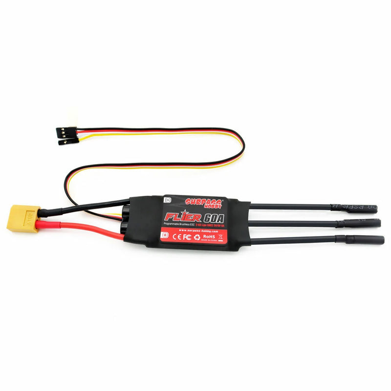 SURPASS-HOBBY FLIER Series New 32-bit 60A Brushless ESC With 5V/6V 8A SBEC 2-6S Support Programming for RC Airplane