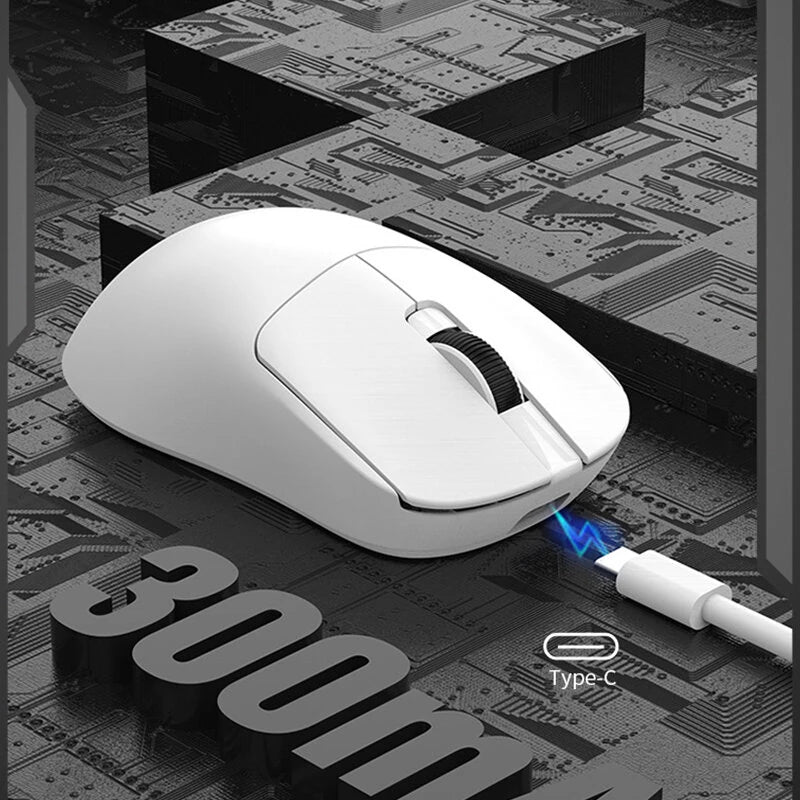 XUNFOX H8 Tri-mode Gaming Mouse PAW3311 Sensor 12000DPI 1000Hz 2.4G/BT/Wired E-sports Gamer Mice Lightweight 55g for PC Computer Laptop