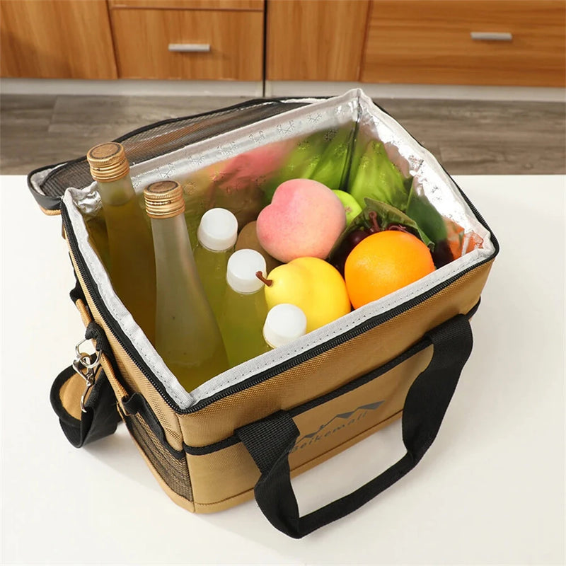 IPRee Outdoor Camping Large Capacity Picnic Aluminum Foil Insulated Box Handheld Cooler Fresh Box Crossbody Portable Picnic Lunch Bag