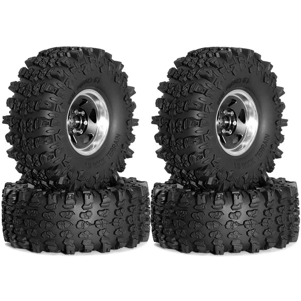 4PCS Upgraded 1.9 Inches Tires Aluminum Alloy Wheel Rims for 1/10 Axial SCX10 III Yikong YK4107 RGT Rock Crawler Climbing Truck RC Cars Vehicles Models Spare Parts R226