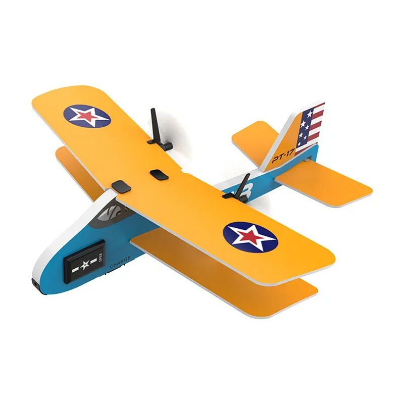 KF801 PT-17 230mm Wingspan 2.4GHz 2CH Gyroscope Stabilization Indoor & Outdoor Mini RC Airplane Glider RTF for Beginner Children Toys