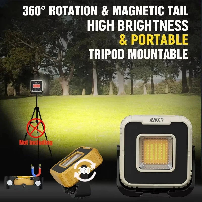 2024 1000LM Super Bright Portable LED Spotlight Camping Lamp 3000mAh LED Work Light Rechargeable Outdoor Waterproof Working Light