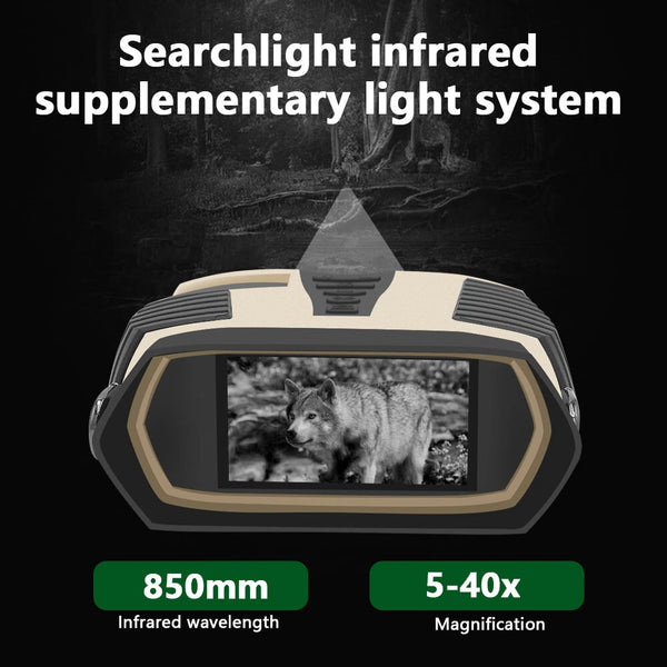 Binoculars with Camera Night Vision Scope 4X Optical Zoom 8X Digital 3" LCD Screen 2.5K Video 3W IR Waterproof IP65 for Hunting Outdoor Telescope