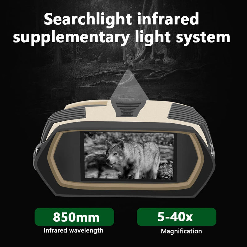 Binoculars with Camera Night Vision Scope 4X Optical Zoom 8X Digital 3" LCD Screen 2.5K Video 3W IR Waterproof IP65 for Hunting Outdoor Telescope