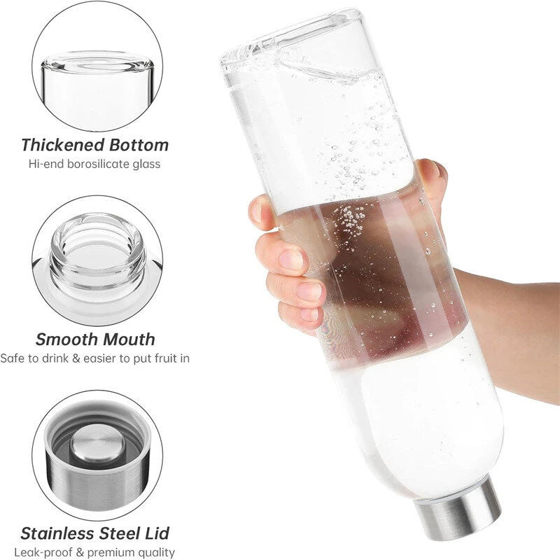 550ml Glass Drinking Bottle With Protection Sleeve, Reusable Lightweight Glass Cup With Cover Bag, Suitable For Outdoor Sports, Fitness, Camping