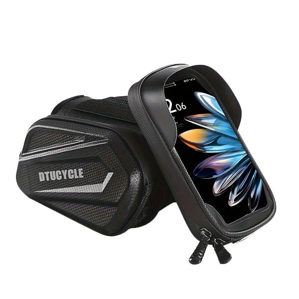 DTUCYCLE Bicycle Front Frame Separable Organizer Bag Waterproof Touch Screen Cycling Bag Triple Hoop Loop Fastening Bike Tube Bag for MTB Road