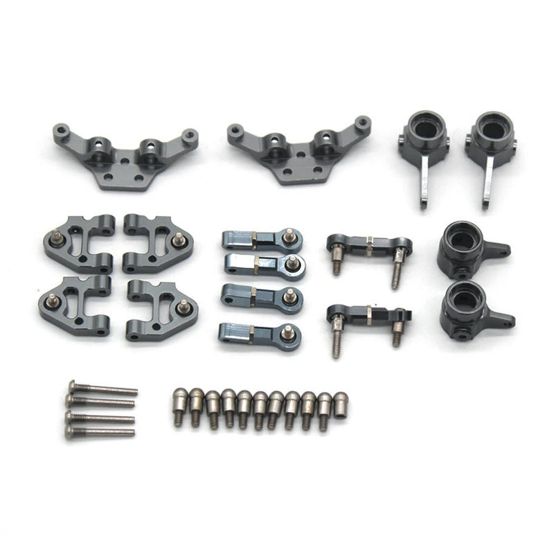 6PCS Upgraded Metal Parts Set Steering Cup Rear Wheel Seat Suspension Arm Upper Linkage Rod Shock Absorber Bracket for Wltoys 284131 284010 284161 K989 K969 1/28 RC Cars Vehicles Models Accessories