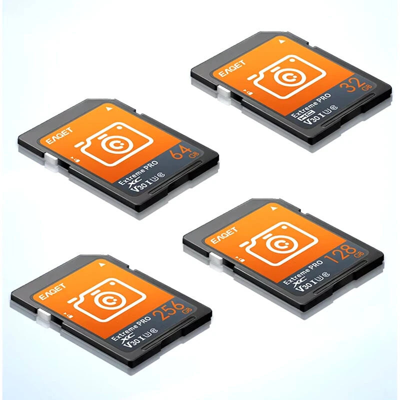 EAGET S1 SD Memory Card 256GB 128GB 64GB 32GB 4K C10 V30 High Speed Smart Card Flash Card SD Cards for Camera
