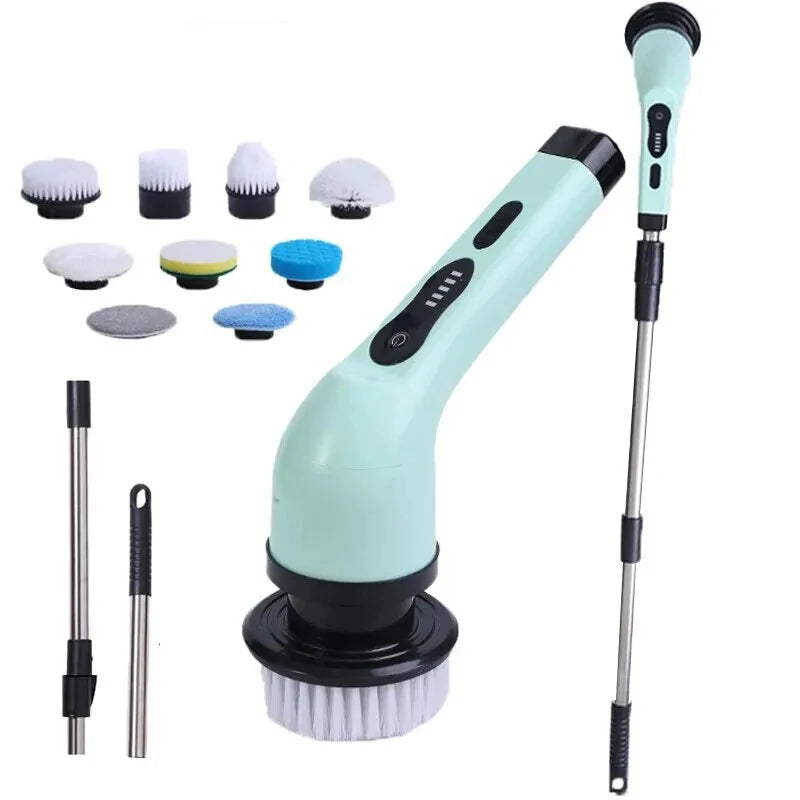 2000mAh Multifunctional Cordless Electric Cleaning Brush with 9 Brush Heads Electric Cleaning Brush Bathroom Window Kitchen Automotive Household Rotating Cleaning Machine