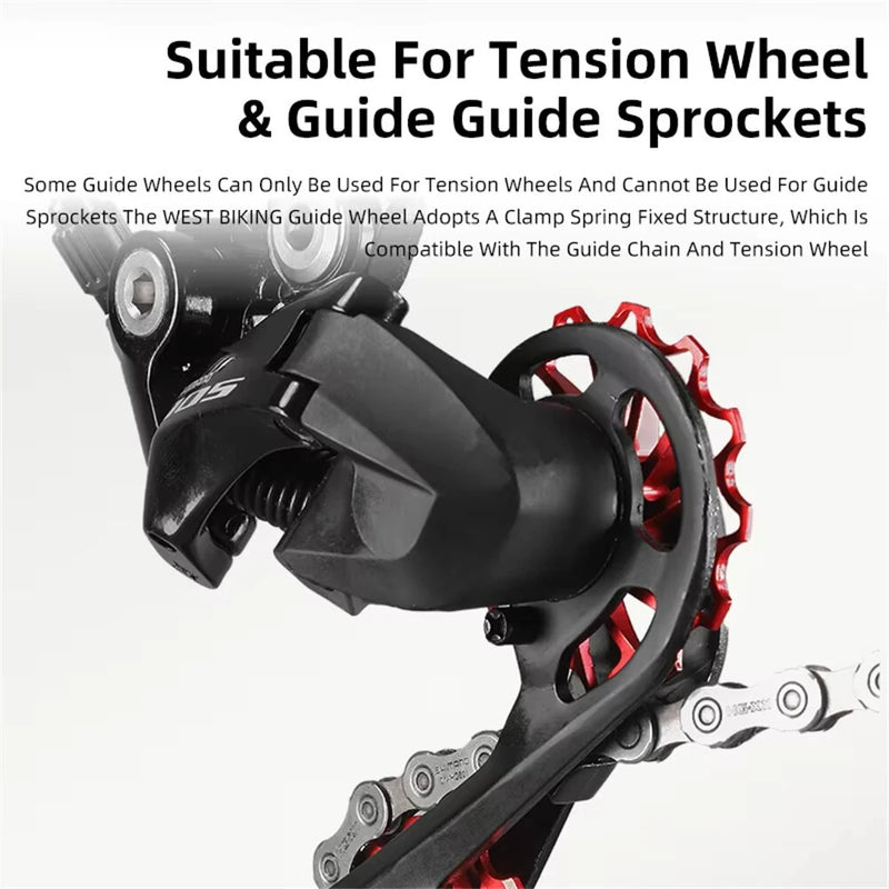 WEST BIKING 3/5 CM Mountain Bicycle Ceramic Rear Dial Guide Wheel 11T 13T Tooth Derailleur Aluminum Alloy Perrin Bearing Tension Wheel