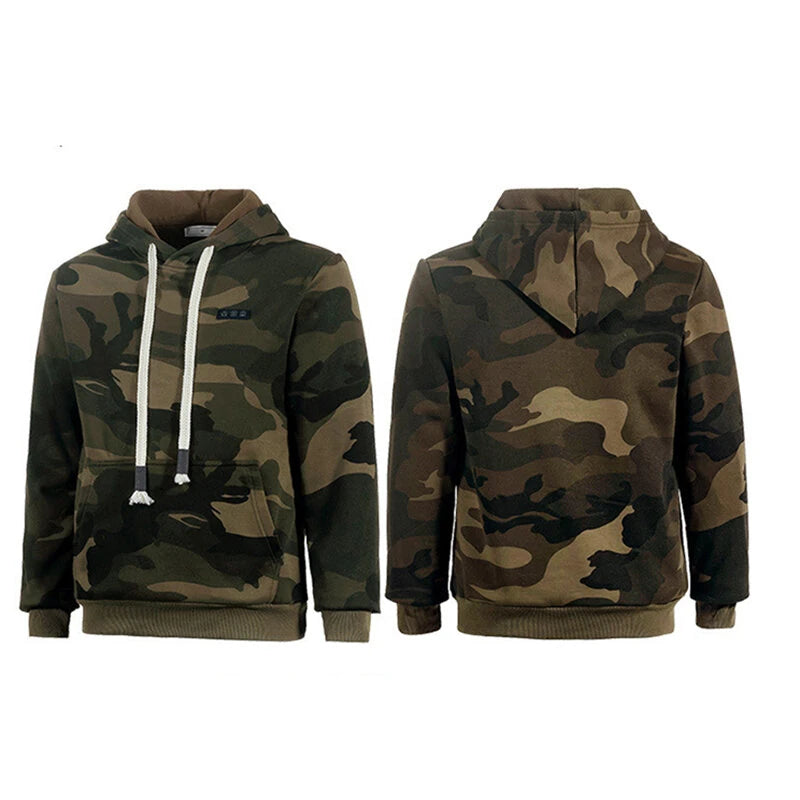 TENGOO HS07C Smart Heated Sweatshirt 7 Heating Areas Quick Heating USB Rechargeable Camouflage Hooded Pullover Fashion Oversize Jacket for Winter Outdoors Keep Warm