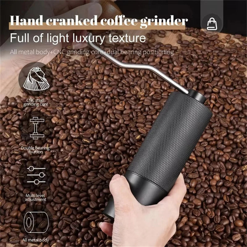 IPRee Manual Portable Coffee Grinder Diamond Grinder CNC Stainless Steel Core Lengthened Handle Double Bearing Adjustable Coffee Bean Grinder