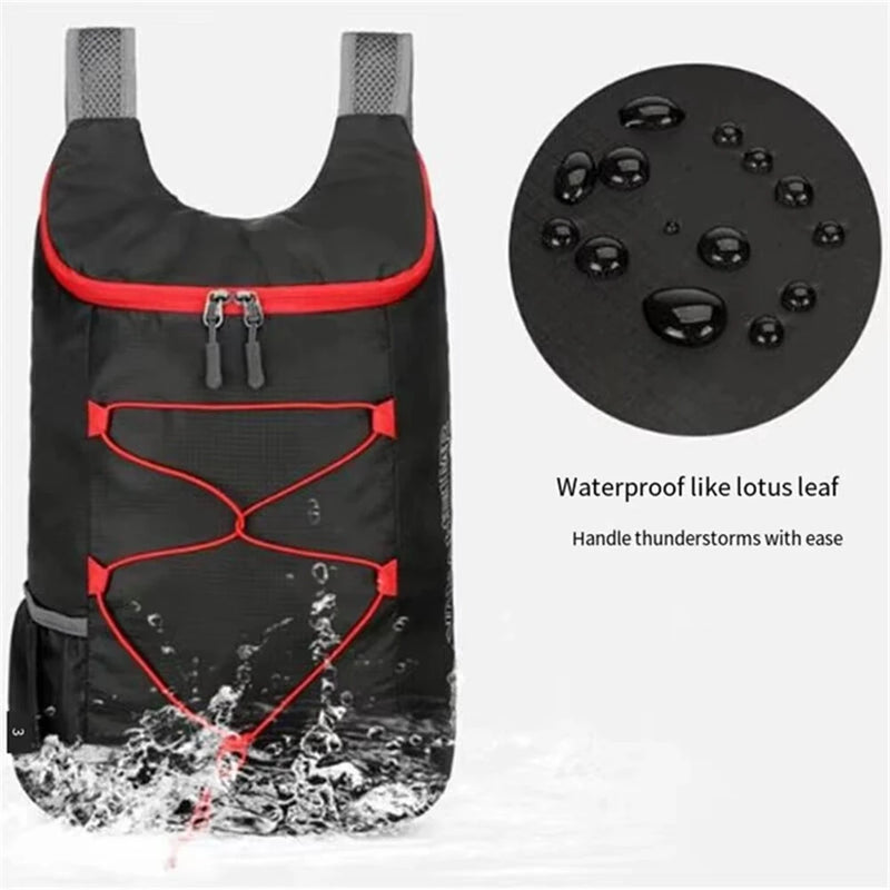 IPRee Multifunctional Outdoor Folding Backpack High Density Lightweight Waterproof Nylon Fabric Sports Bag for Camping Hiking Travel