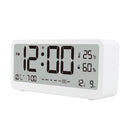 LCD Smart Digital Alarm Clock with Large Display Thermometer Hygrometer Anti-Slip Bottom with Night Light Battery Operated Safe Rounded Corners Design for Home Office Bedroom