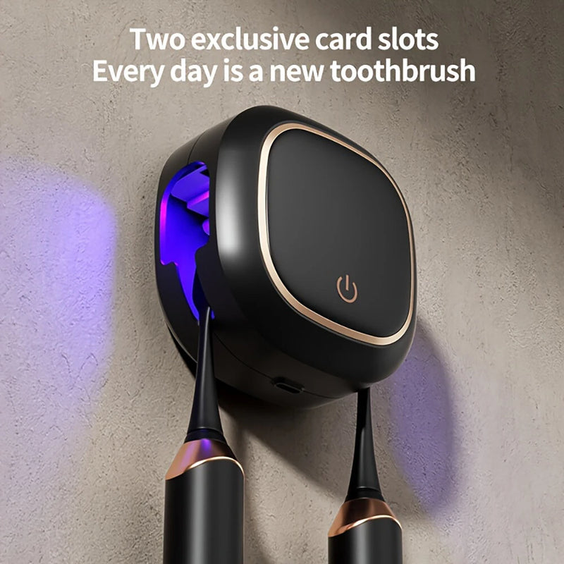 Smart Toothbrush Sterilizer Electric Ultraviolet Sterilization Box Heat Drying Wall-Mounted Bathroom Double Toothbrush Storage Rack