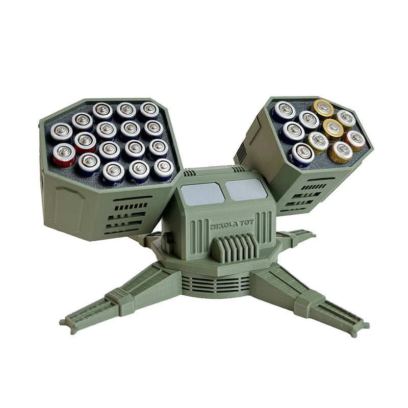 NIKOLATOY Anti-Aircraft Missile Shaped Battery Storage Box 27 Holes Suitable for AA/AAA batteries DIY Novel Creative Appearance Desktop Ornaments Science Discovery Toys